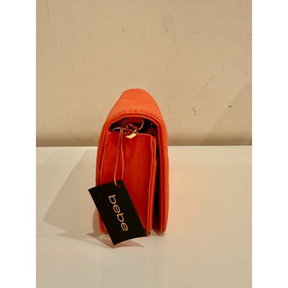 NWT Bebe Faux Leather Gio Flap Crossbody Handbag Salmon Size Small - Picture 2 of 10